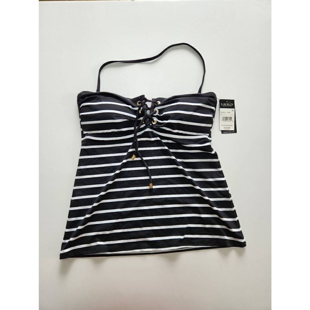 Lauren Ralph Lauren Striped Halter Tankini Top - Picture 2 of 4